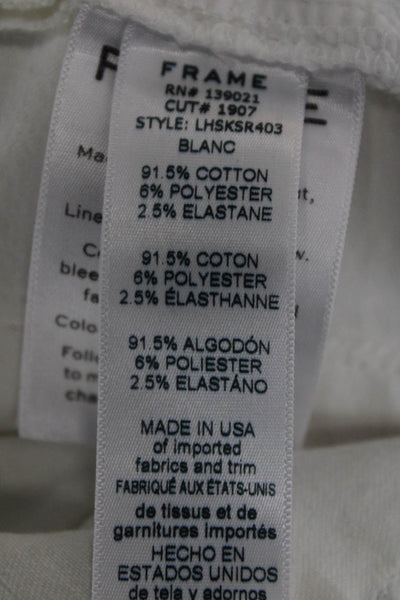 Frame Denim Womens Cotton Zippered Mid-Rise Skinny Jeans White Size 25