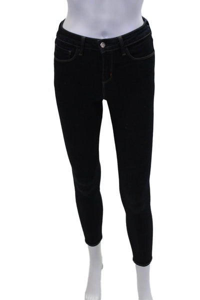L'Agence Womens Cotton Stretch Mid-Rise Dark Wash Skinny Jeans Blue Size 24