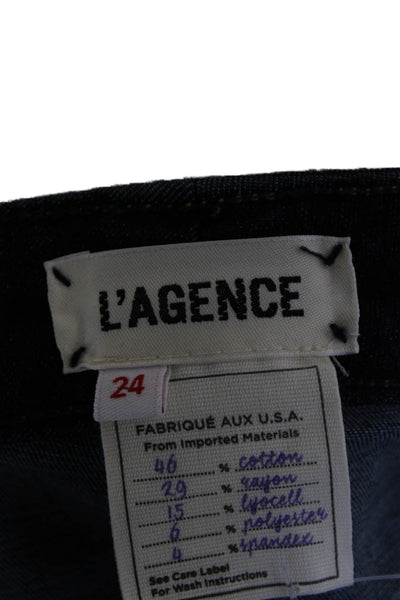L'Agence Womens Cotton Stretch Mid-Rise Dark Wash Skinny Jeans Blue Size 24