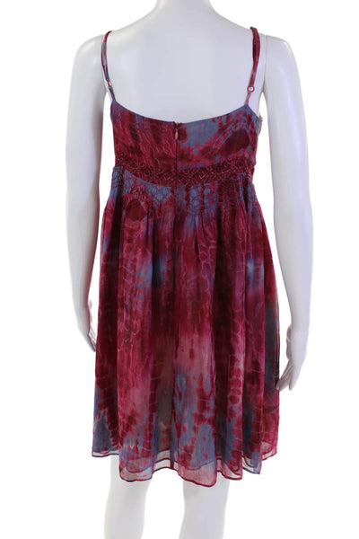 Plenty Womens Tie Dye Printed Beaded Detail Empire Waist Mini Dress Pink Size 8