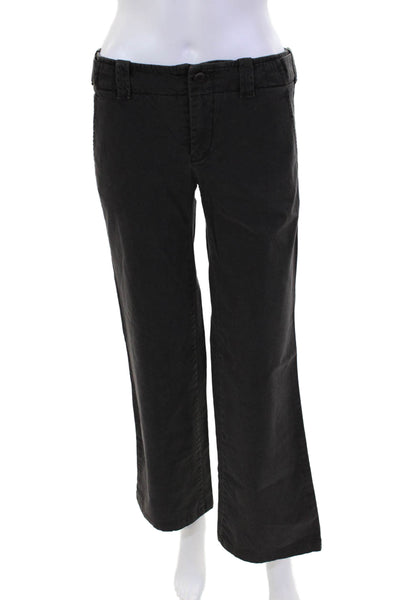 Vince Womens Cotton Low Waisted Straight Leg Buttoned Pants Dark Gray Size 30
