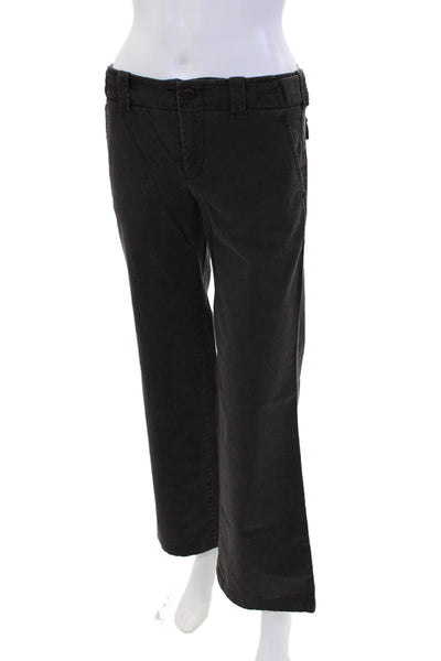 Vince Womens Cotton Low Waisted Straight Leg Buttoned Pants Dark Gray Size 30