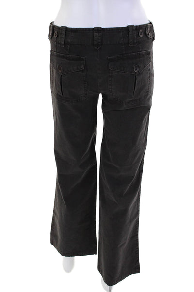 Vince Womens Cotton Low Waisted Straight Leg Buttoned Pants Dark Gray Size 30