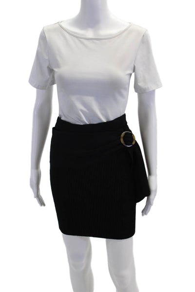 Jonathan Simkhai Womens Ribbed Pull On Body Con Mini Skirt Black Size Small