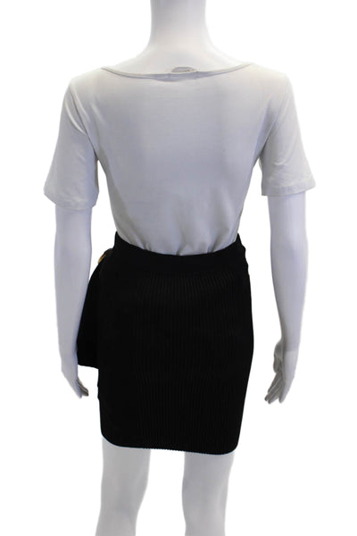 Jonathan Simkhai Womens Ribbed Pull On Body Con Mini Skirt Black Size Small