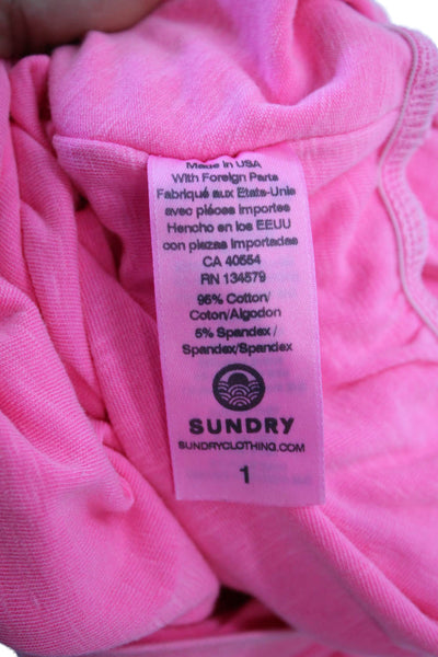 Sundry By Anthropologie Womens Scoop Neck Ruched Shirt Dress Pink Cotton Size 1