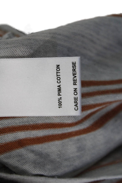 Billy Reid Mens Cotton Striped Printed Long Sleeve Basic T-Shirt Gray Size S
