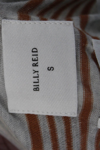 Billy Reid Mens Cotton Striped Printed Long Sleeve Basic T-Shirt Gray Size S
