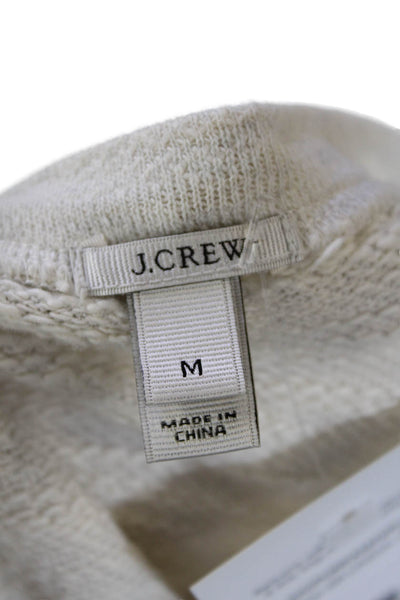 J Crew Womens Cotton Crystal Beaded Embellished Pullover Sweater Top Beige Sz M