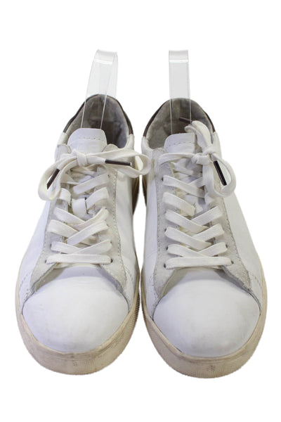 Clae Womens Leather Casual Lace Up Rounded Toe Sneakers White Size 5.5