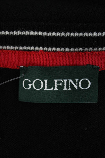 Golfino Womens Wool Blend Argyle Printed V-Neck Sweater Vest Black Size 12