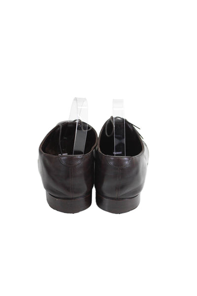 Yves Saint Laurent Mens Leather Lace-Up Oxford Dress Shoes Brown Size 41