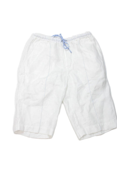 100% Capri Women's Drawsting Waist Pull-On Bermuda Walking Shorts White Size 12
