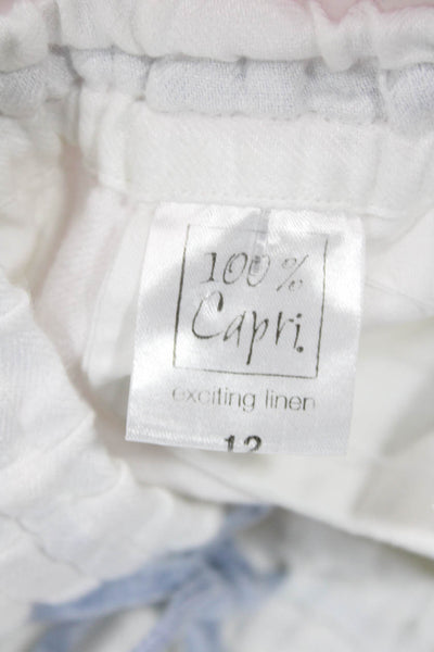 100% Capri Women's Drawsting Waist Pull-On Bermuda Walking Shorts White Size 12