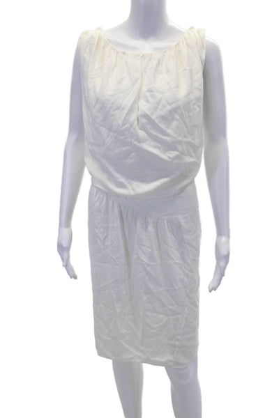 Vanessa Bruno Womens Sleeveless Keyhole Draped Shift Dress White Size IT 40