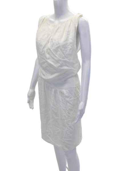 Vanessa Bruno Womens Sleeveless Keyhole Draped Shift Dress White Size IT 40