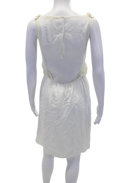 Vanessa Bruno Womens Sleeveless Keyhole Draped Shift Dress White Size IT 40