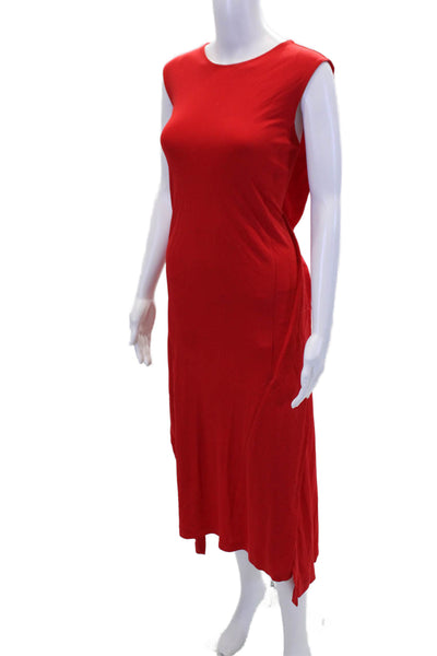 DKNY Womens Sleeveless Crew Neck Knee Length Knit Dress Red Size Small