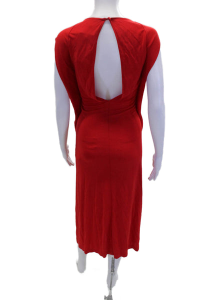 DKNY Womens Sleeveless Crew Neck Knee Length Knit Dress Red Size Small
