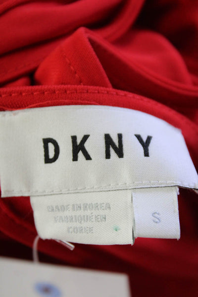 DKNY Womens Sleeveless Crew Neck Knee Length Knit Dress Red Size Small