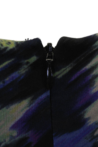 Boss Hugo Boss Womens Back Zip Short Sleeve Printed Knit Dress Blue Size Medium