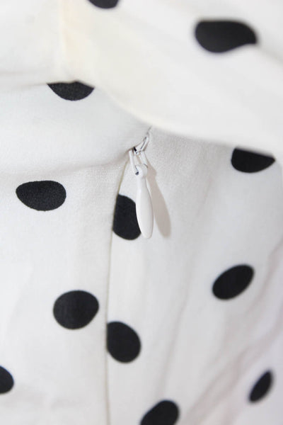 Intermix Womens Silk V-Neck Ruffled Detail Polka Dot Print Blouse White Size 0