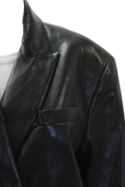 7 For All Mankind Women's Faux Leather Double Breast Jacket Black Size XS