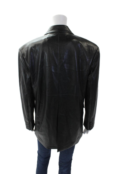 7 For All Mankind Women's Faux Leather Double Breast Jacket Black Size XS