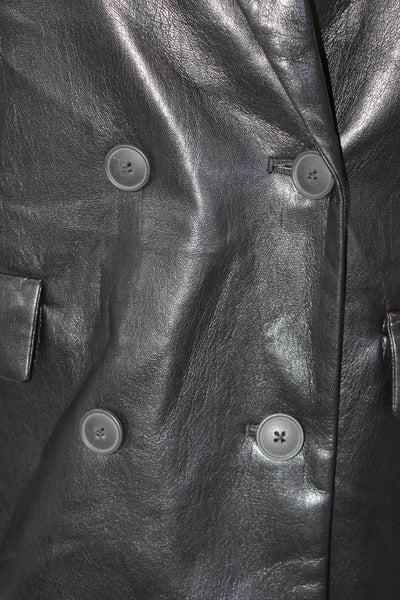 7 For All Mankind Women's Faux Leather Double Breast Jacket Black Size XS
