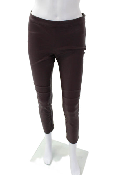 David Lerner Women's Flat Front Skinny Faux Leather Pants Brown Size S