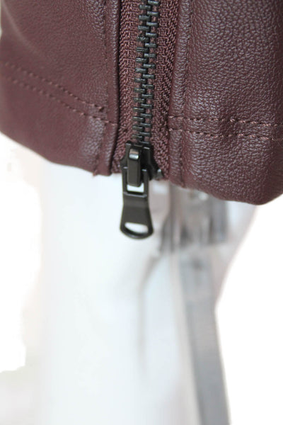 David Lerner Women's Flat Front Skinny Faux Leather Pants Brown Size S