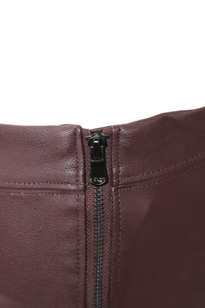 David Lerner Women's Flat Front Skinny Faux Leather Pants Brown Size S