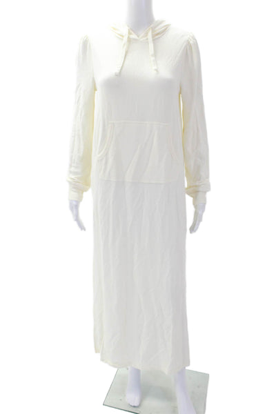 Z Supply Womens Hooded Long Sleeves Sweater Dress Off White Size Small