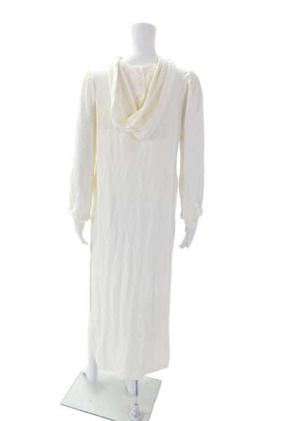 Z Supply Womens Hooded Long Sleeves Sweater Dress Off White Size Small