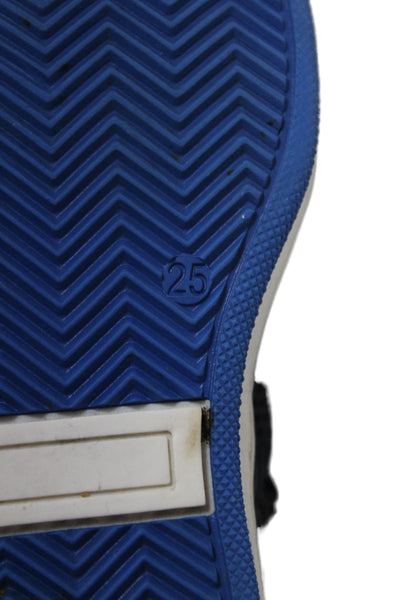 Jacadi Boys Side Zip Lace Up Laser Cut High Top Sneakers Blue Leather Size 25