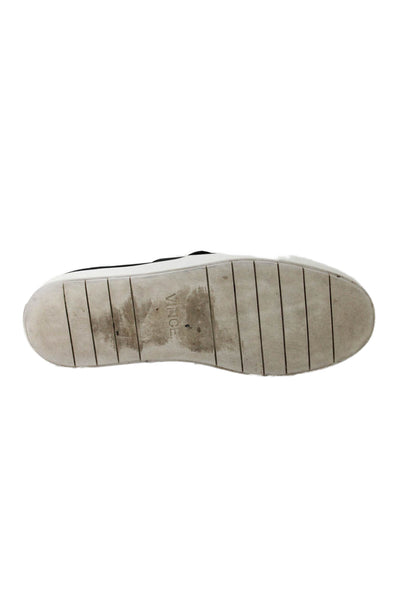 Vince Womens Slip On Round Toe Velvet Sneakers Black White Size 7.5M