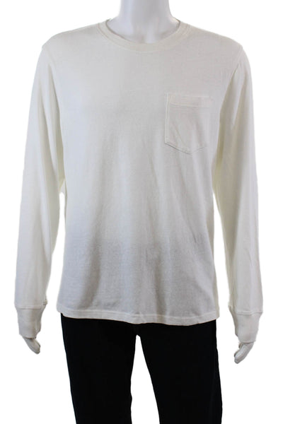 Alex Mill Mens Long Sleeves Crew Neck Tee Shirt White Cotton Size Large