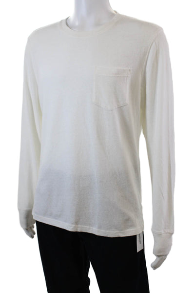 Alex Mill Mens Long Sleeves Crew Neck Tee Shirt White Cotton Size Large