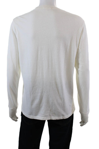 Alex Mill Mens Long Sleeves Crew Neck Tee Shirt White Cotton Size Large