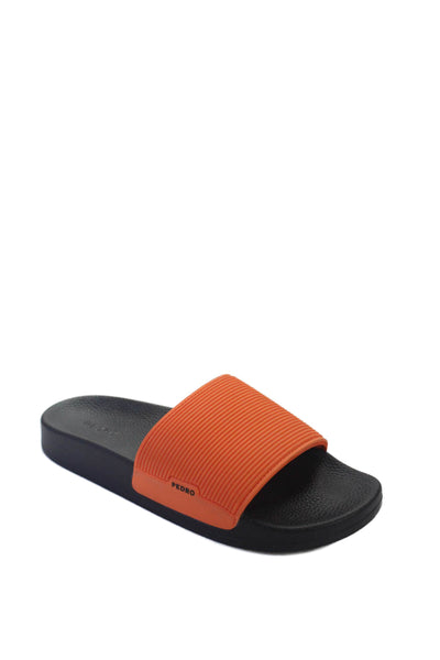 Pedro Mens Slide On Pool Sandals Orange Black Size 8