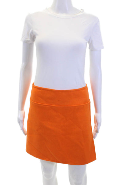 KaufmanFranco Womens Wool Unlined Zip Up Mini Skirt Orange Size 4