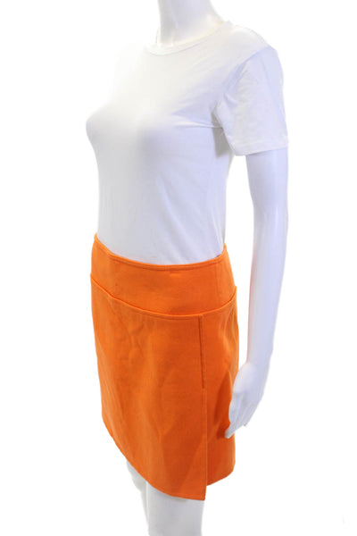 KaufmanFranco Womens Wool Unlined Zip Up Mini Skirt Orange Size 4
