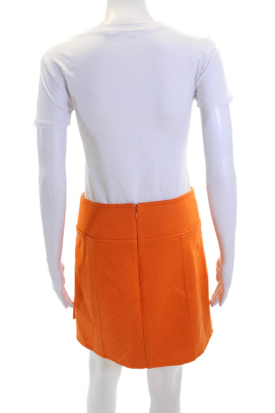 KaufmanFranco Womens Wool Unlined Zip Up Mini Skirt Orange Size 4