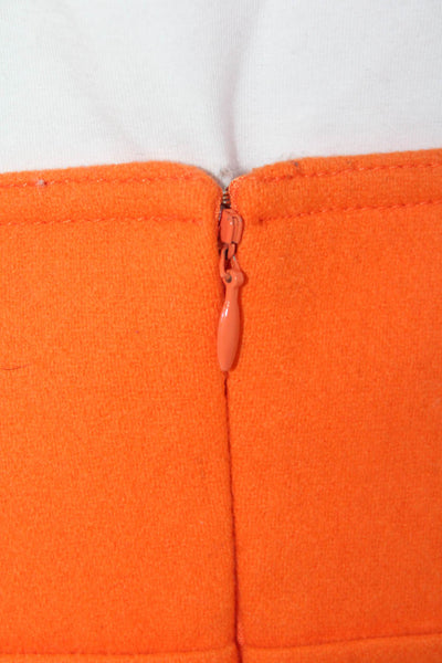 KaufmanFranco Womens Wool Unlined Zip Up Mini Skirt Orange Size 4