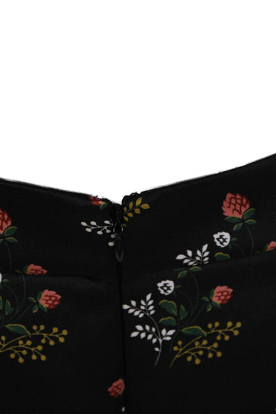 Derek Lam Womens Floral Print Short Sleeves Shirt Skirt Set Black Size 6/4