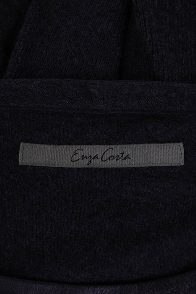 Enza Costa Womens Long Sleeve Scoop Neck Oversized Shirt Gray Cotton Size Small