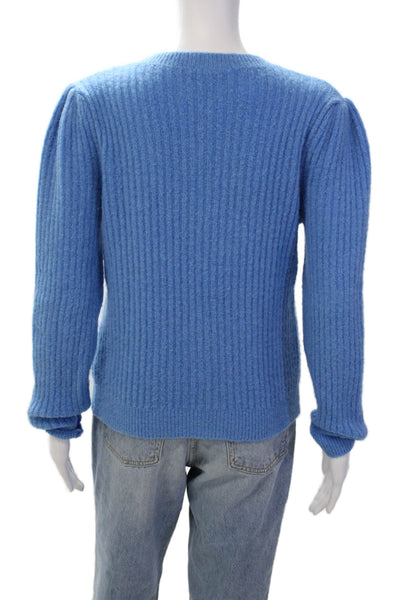Outfit Of The Day Womens Long Sleeve V Neck Sweater Blue One Size
