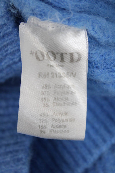 Outfit Of The Day Womens Long Sleeve V Neck Sweater Blue One Size