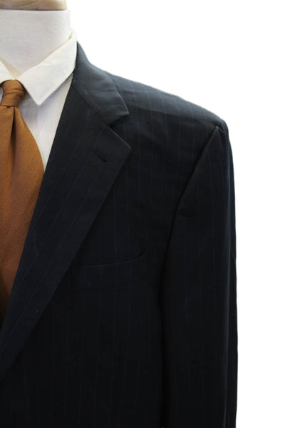 Canali Mens Two Button Notched Lapel Pinstriped Blazer Jacket; Navy Size IT 56L