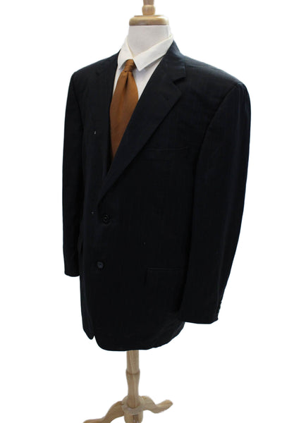 Canali Mens Two Button Notched Lapel Pinstriped Blazer Jacket; Navy Size IT 56L
